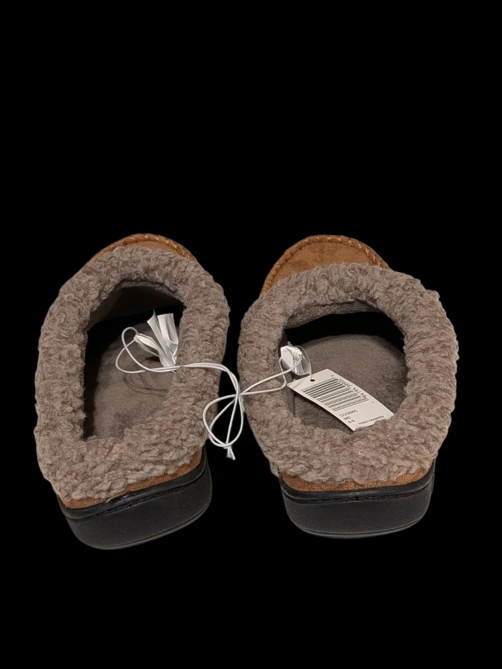isotoner Men’s Brown Suede-Look Slip-On Memory Foam Slippers